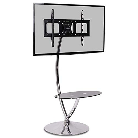 Duronic TV Stand floor TV stand featuring a curved neck, black glass shelf