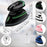 Duronic Travel Iron with dimension. cord dimension, measuring cup and available colours