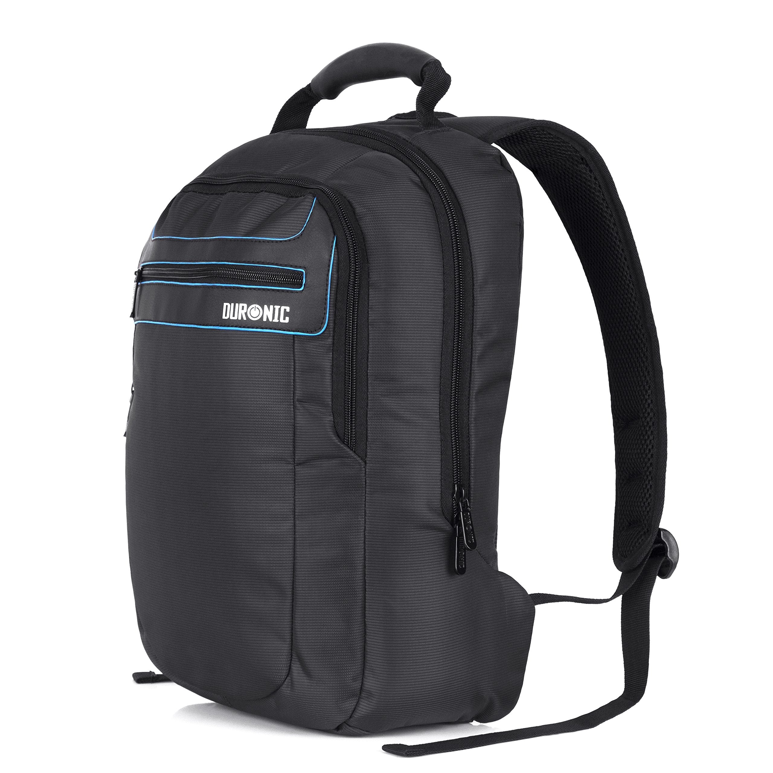 Duronic Travel Laptop Backpack with padded shoulder straps, zipper pockets, and a top carrying handle.