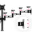 Duronic Triple Monitor Arm Stand An adjustable black multi-joint monitor arm stand showing 180-degree swivel joints and full vertical tilt.