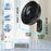 Duronic Wall Mounted Fan showing product dimensions, remote control, and included installation mounting hardware.