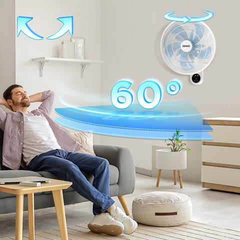 Duronic Wall Mounted Fan with a man relaxes on sofa