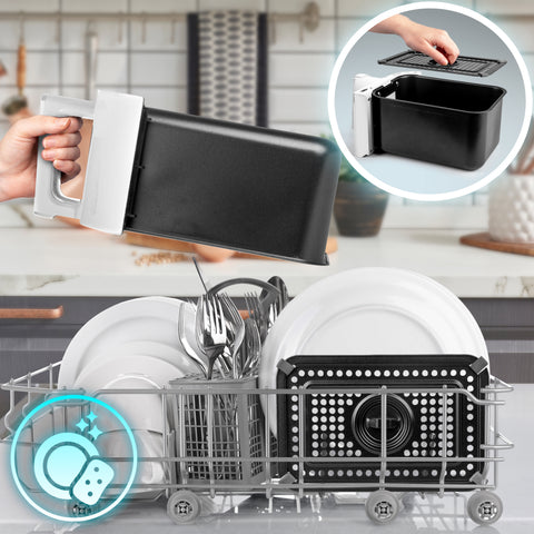 Duronic XXL Digital Air Fryer  basket and tray in adishwasher