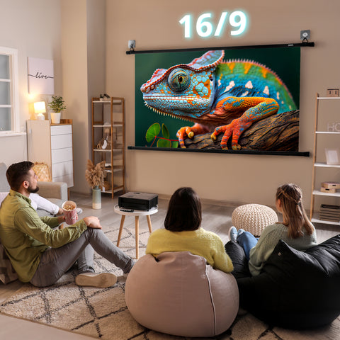 Duronic projector screen with People watching using the projector