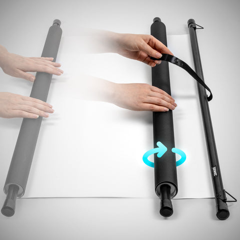 Duronic projector screen with instruction how to roll the screen