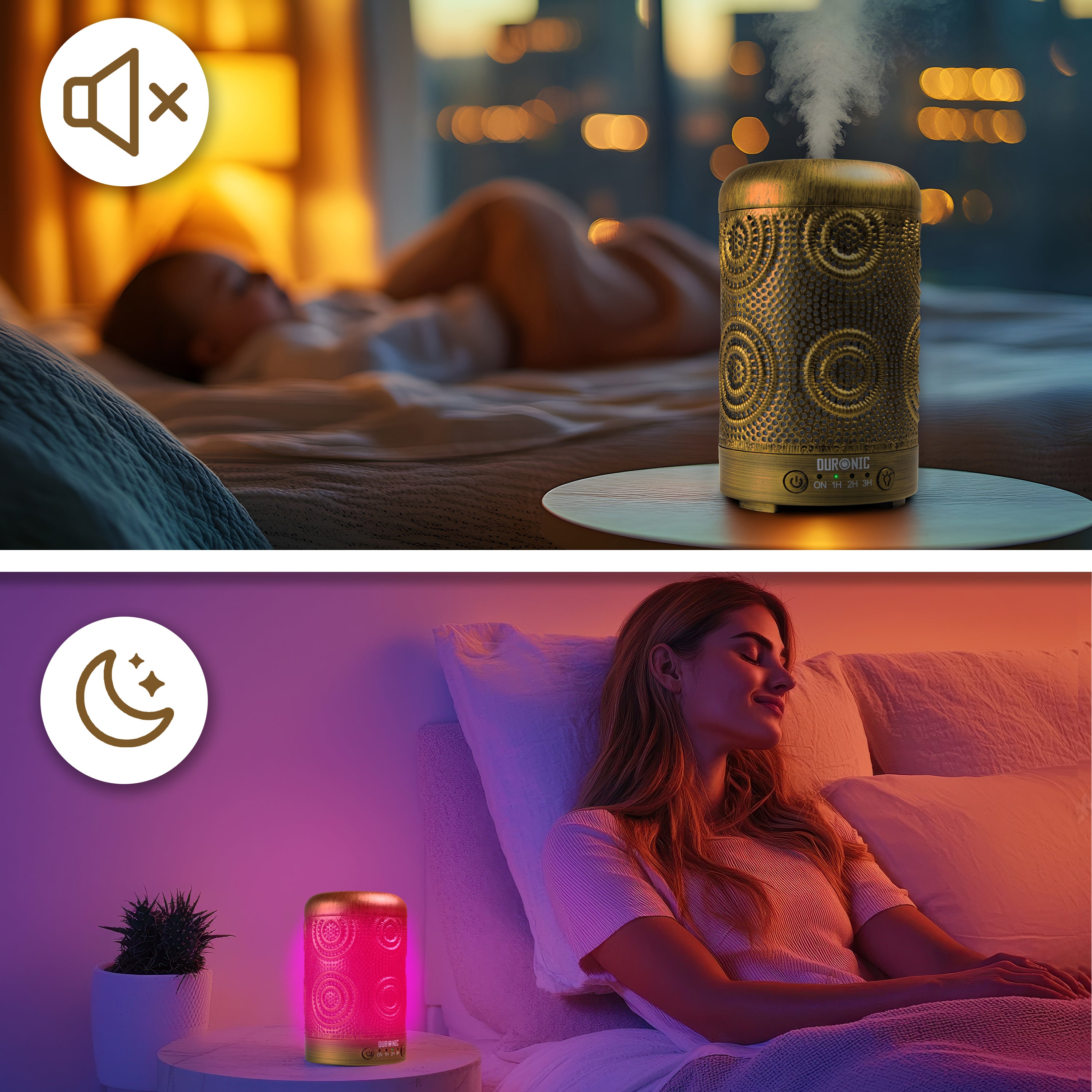 Duronic Aromatherapy Diffuser AD41 100ml Electric Aroma Diffuser Compact Essential Oil DIffuser for Home Office Bedroom Spa with 7 LED Lights Oil Scented Humidifier for Relaxation Sleep