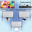 Duronic Projector screen Product graphic showing Duronic SFPS projector screen models (80, 100, and 120 inches) alongside compatible replacement parts and three stand configurations featuring wheels, flat feet, and ground stakes.