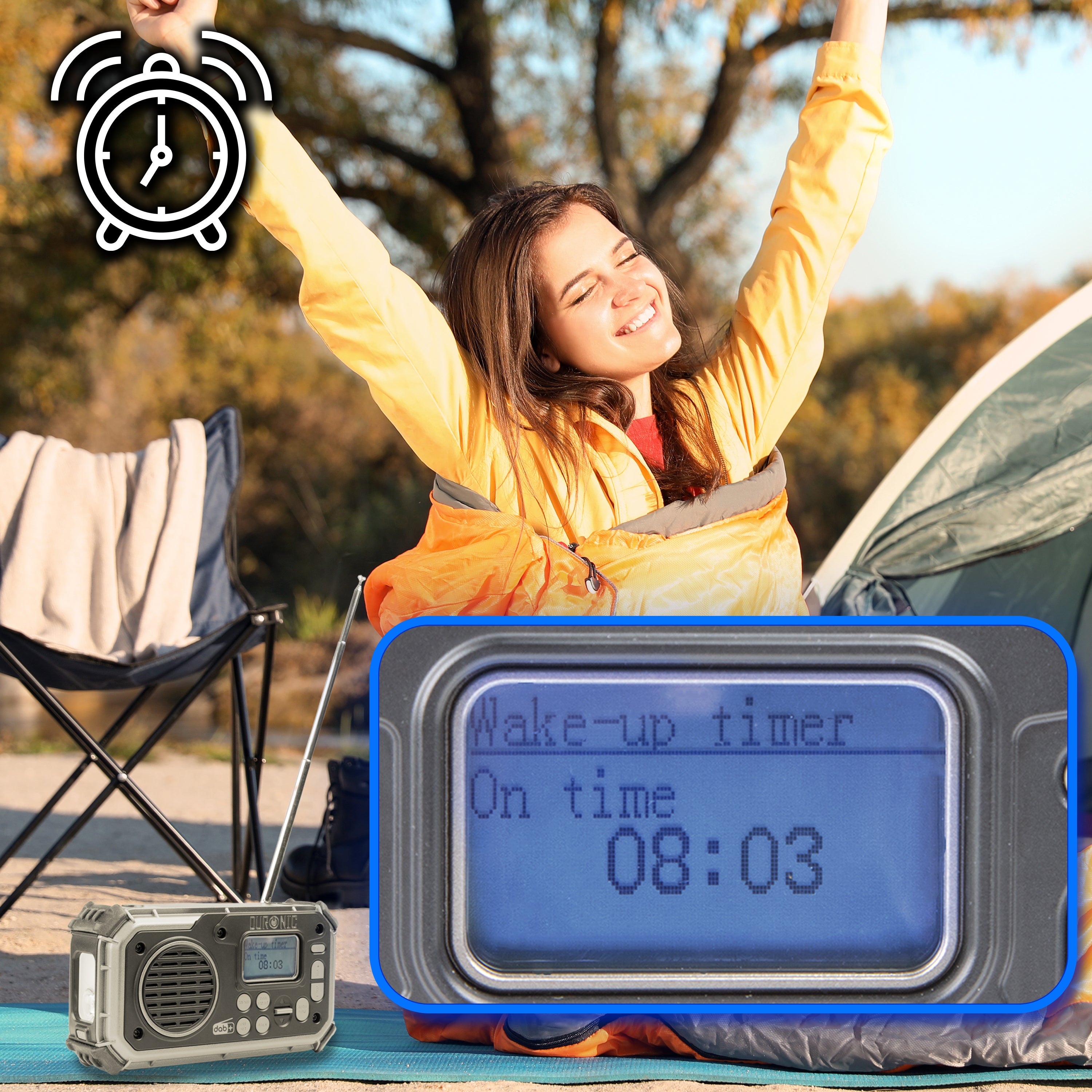 Duronic Portable DAB Radio SDAB1 Bluetooth DAB+ Radios Hand Crank Battery Radio Solar Radio 4-Way Rechargeable Emergency Flashlight Digital AM FM Radios with SOS Alarm for Camping Hiking Outdoor