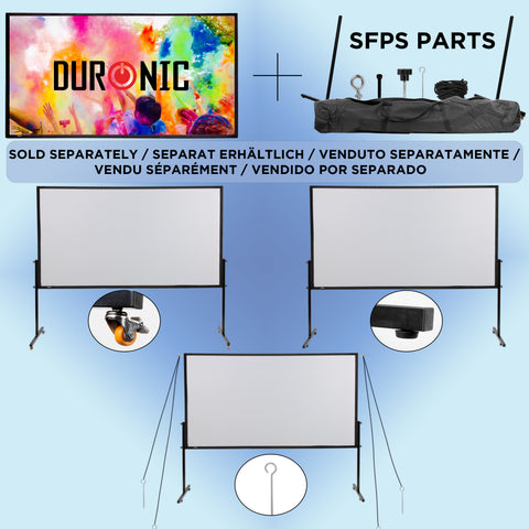 Duronic SFPS80 Projector Screens 80” Projection Screen with 16:9 Ratio Wall Mountable Projector Screen Portable 4K HD Movie Screens Tripod Screen for Home Cinema Business Presentations