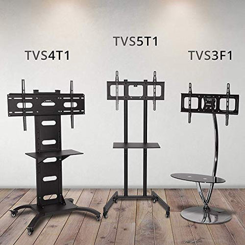 Three mobile TV floor stands, TVS4T1, TVS5T1 and TVS3F1