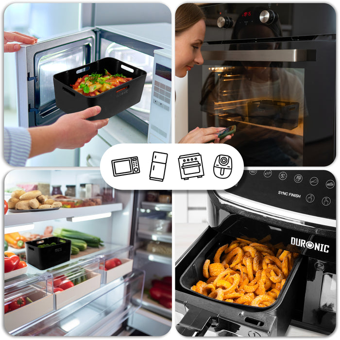 Duronic Dual Air Fryer Liners AFL2 Silicone Air Fryer Basket liners Durable Nonstick Silicon Liners for Duronic AF24/34 Twin Drawers Air Fryer Basket Liners For Cooking Roasting Reheating Baking