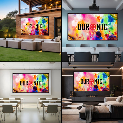 Duronic SFPS120 Projector Screens 120” Projection Screen with 16:9 Ratio Wall Mountable Projector Screen Portable 4K HD Movie Screens Tripod Screen for Home Cinema Business Presentations