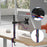 Duronic Single Monitor Arm Stand with integrated cable management clips routing red and blue cables.