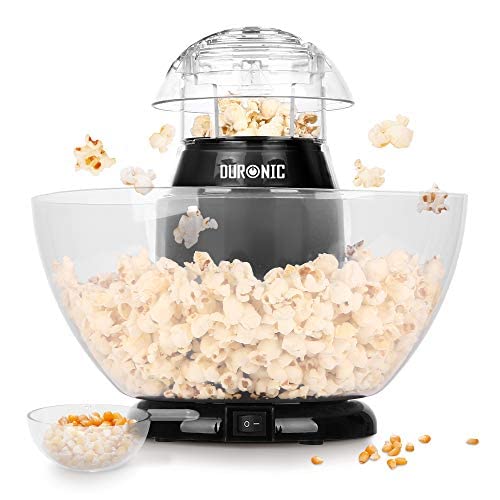 Duronic Popcorn Maker POP50 /BK [BLACK]| Hot Air Corn Popper | Make Homemade Healthy Oil-Free Popcorn | Low Calorie Snacking | Comes with Measuring Cup and Serving Bowl | 1200W