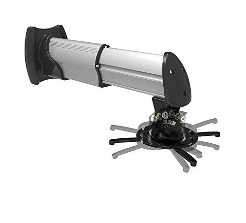 Duronic Projector Mount PB10XM (silver) | Extendable Telescopic Bracket Arm Fixing for Wall | 15kg Capacity | Universal | Heavy Duty | Fittings Included | Rotate 360 °, Swivel 180 °, Tilt 60°