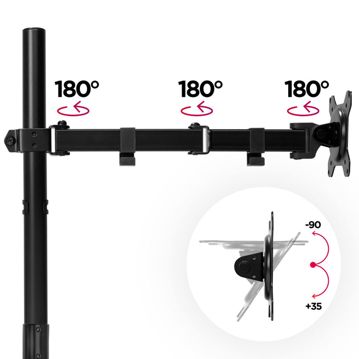 Duronic Dual Monitor Stand DMT152VX2, Dual Monitor Arm Desk Mount for two 13-27” PC Screens, Height Adjustable Monitor Mounts with 100cm Pole & VESA 75 100, Monitor Riser for Home Office Work Desk