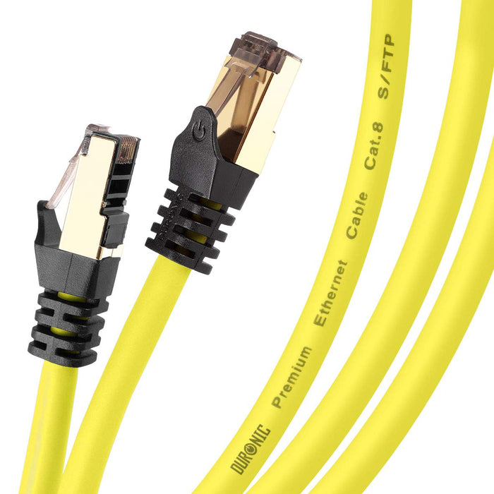 Duronic Ethernet Cable 5M High Speed CAT 8 Patch Network Shielded Lead 2GHz / 2000MHz / 40 Gigabit, CAT8 SFTP Wire, Snagless RJ45 Super-Fast Data - Yellow