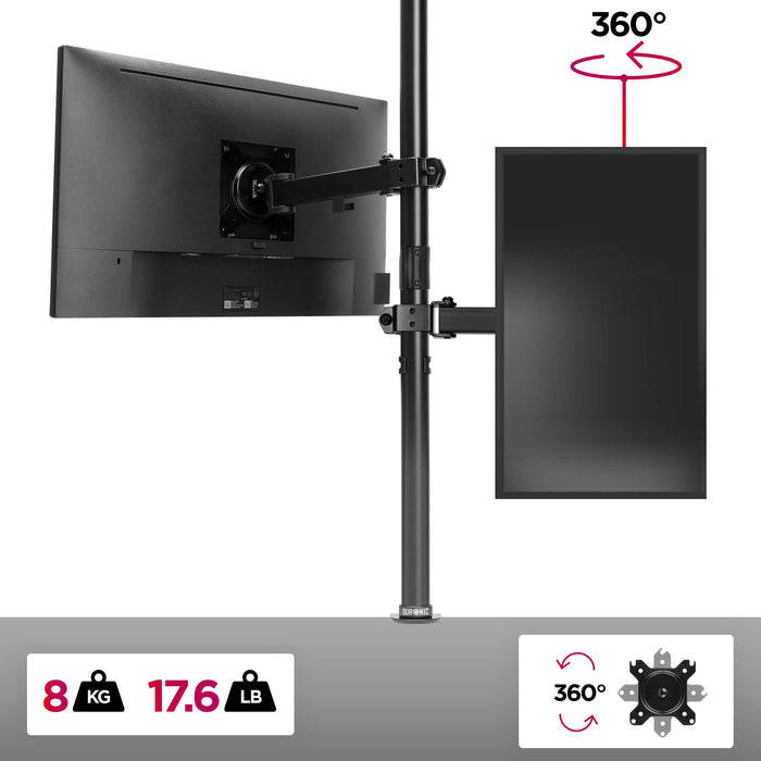 Duronic Single Monitor Stand DMT151X2 Monitor Arm Desk Mount for 13-32” PC LED Screens, Adjustable Tilt Single Monitor Mount, Gaming Monitor with VESA 75 100, Monitor Riser for Work & Home Office Desk