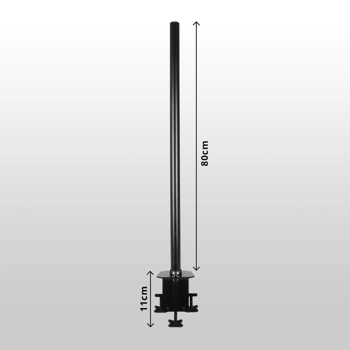 Duronic Monitor stand Pole DM453 80cm BLACK | Compatible with All Duronic Monitor arms | Steel | Extra Long | 800mm Length | Extra-Wide Clamp Included