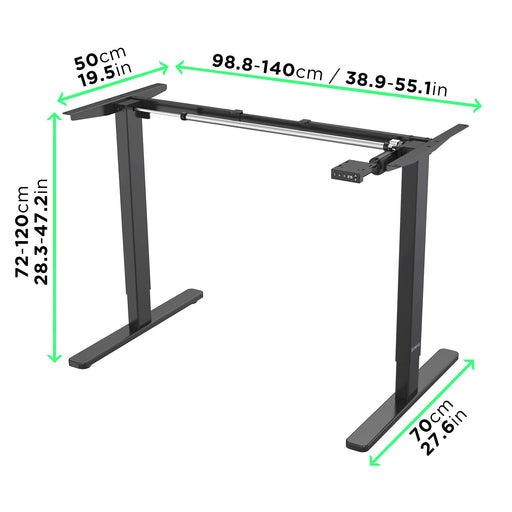 Duronic Sit Stand Desk Frame TM12 BK | Electric Standing Office Table | Frame ONLY | Height Adjustable 71-116cm | Ergonomic Workstation | BLACK | Memory Function | Single Motor / 2 Stage