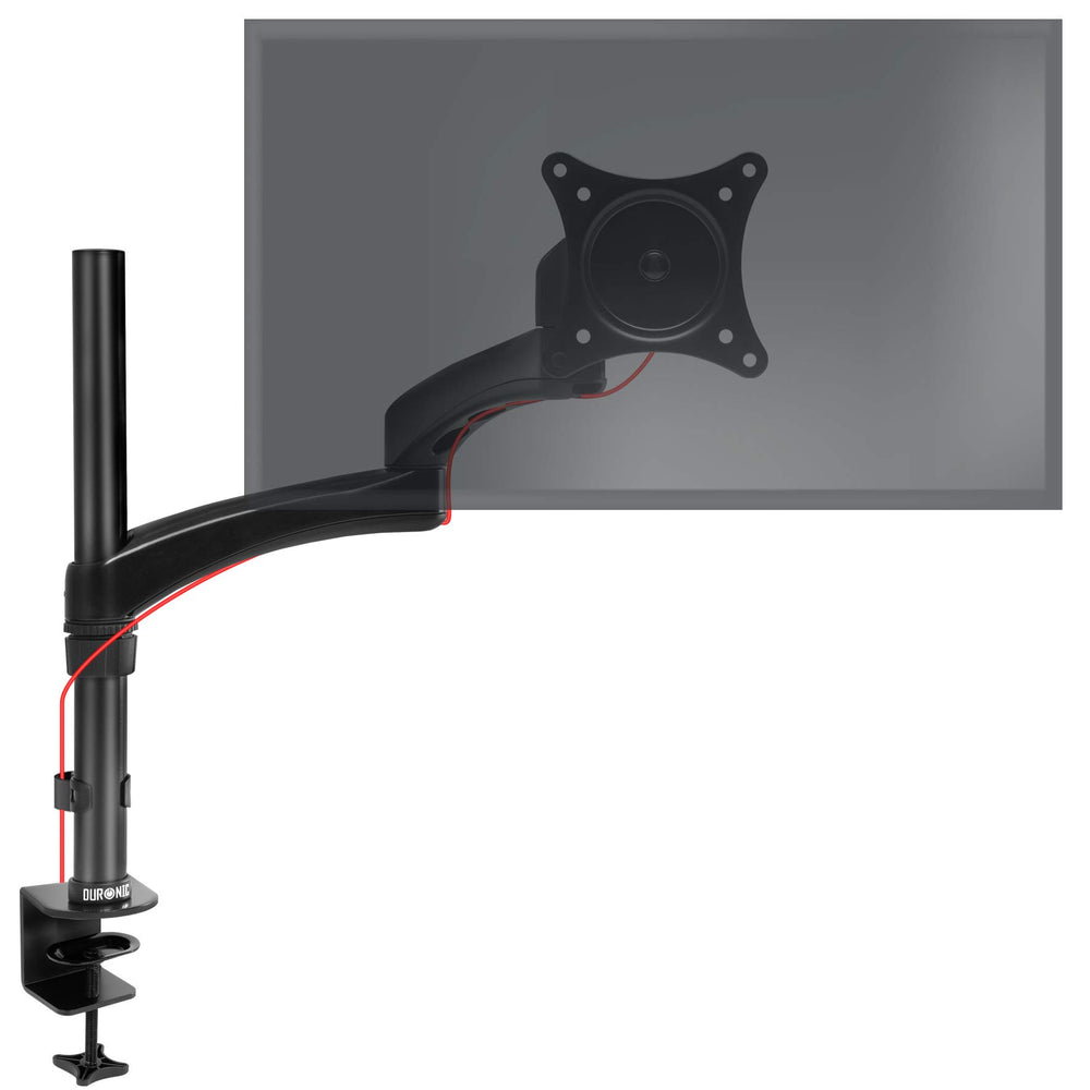 Duronic Monitor Arm Stand DM451X3 | Single PC Desk Mount | Aluminium | Height Adjustable | For One 13-27 LED LCD Screen | VESA 75/100 | 13kg Per Screen | Tilt -90°/+45°, Rotate 360°