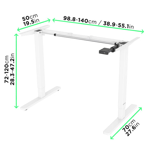 Duronic Sit Stand Desk Frame TM12 WE | Electric Standing Office Table | Frame ONLY | Height Adjustable 71-116cm | Ergonomic Workstation | WHITE | Memory Function | Single Motor / 2 Stage