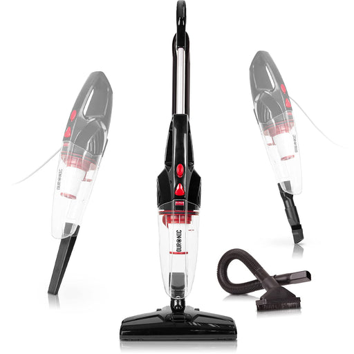 Duronic Upright Vacuum Cleaner VC8 BK Light Weight Stick Vacuum Cleaners, Energy Class A+ With HEPA Filter, Multi-Surface Cleaning 2-in-1 Corded and Handheld Vac For Home, Car – Black