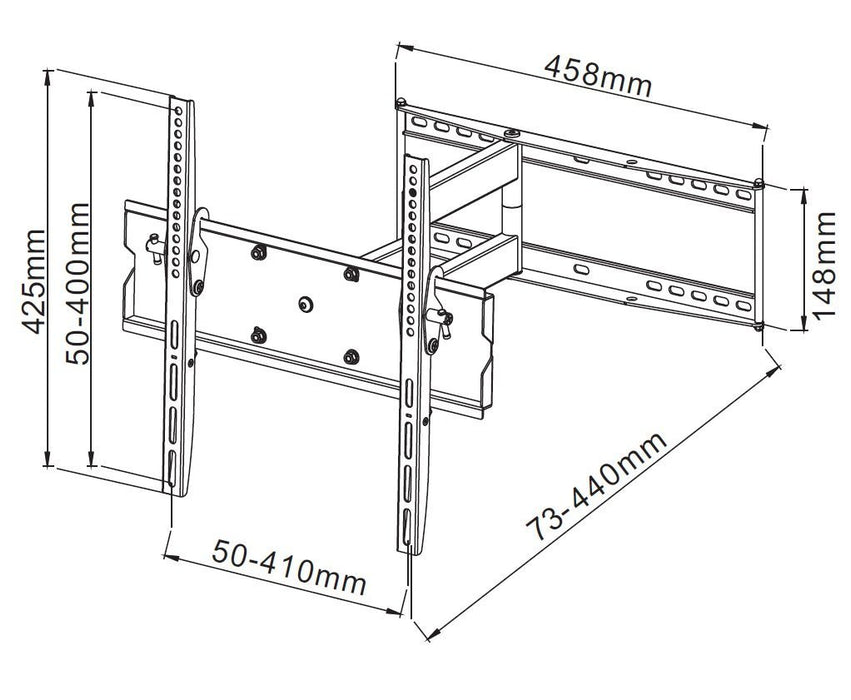 Duronic TVB109S TV Bracket, Wall Mount for 23-55" Television Screen, Tilting Action -12°/+6°, Fits up to 600x400mm, For Flat Screen LCD/LED (30kg)