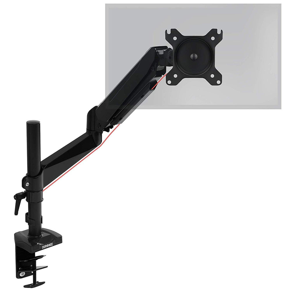 Duronic Monitor Arm Stand DMG51X2 | Single PC Desk Mount | Height Adjustable | For One 13-24 Inch LED LCD Screen | VESA 75/100 | 6.5kg Capacity | Tilt +90°/-45°, Swivel 180°,Rotate 360°