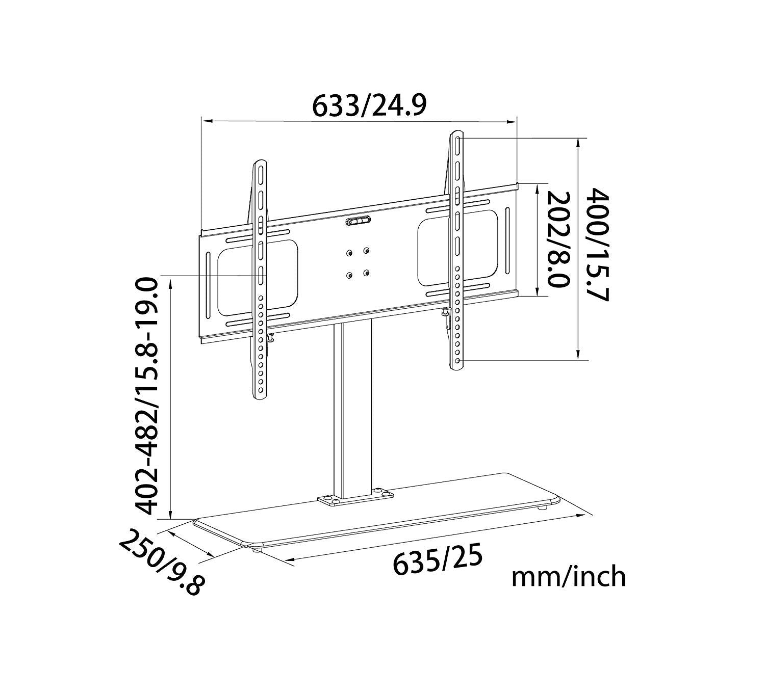 Duronic TV Stand for Desk TVS2D2 Table 30-65 inch TV | VESA 200 400 600| Suitable for Desktop - Television of size 30 32 40 43 50 55 60 65 inch | 50kg capacity