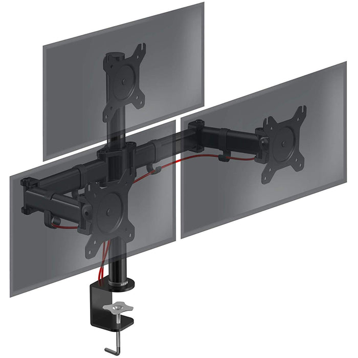 Duronic Computer Monitor Arms DM253 Adjustable Triple Monitor Stand Riser Clamp for 13-27” PC screens Monitor Desk Mounts with VESA 75/100 Triple Monitor Mount with 8kg Capacity Stand for Home Office