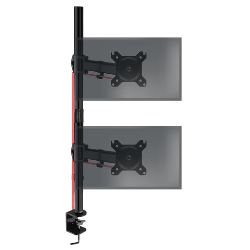 Duronic Dual Monitor Arms DMT252VX1 Height Adjustable PC Monitor Stand with 100cm Pole C Clamp Monitor Risers for 13-27” Screens Desk Mounts with 8kg Capacity and VESA 75/100 for Home Office Work