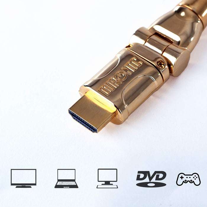 Duronic HDMI Cable HDC01 /1.5 - 1.5 Metre WHITE 1080p High Speed HDMI & Ethernet Lead 24K Gold Plated Swivel Connectors for PS5