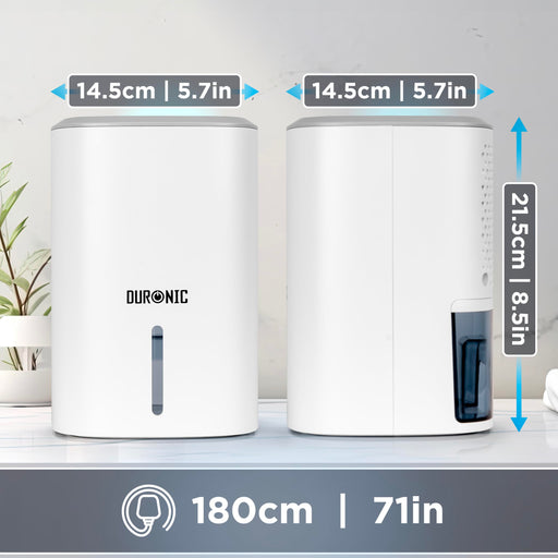 Duronic Compact Eco-Efficient Dehumidifier DH06, 0.8L Capacity, Prevent and Absorb Excess Moisture, Mould, for Home, Kitchen, Bedroom, Garage White