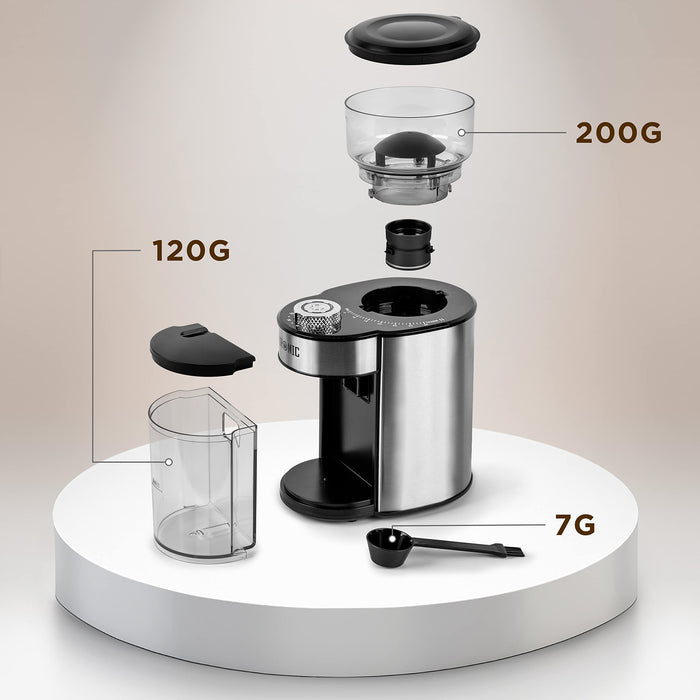 Duronic Burr Coffee Grinder BG200, Conical Burr Grinder for Coffee Beans, Electric Burr Grinder with 35 Grind Settings, Makes up to 12 Cups, 200W, 200g Capacity