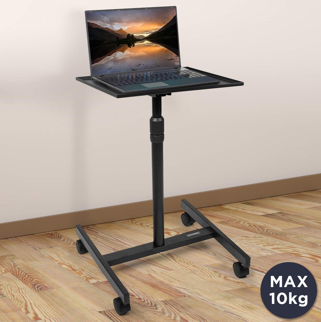 Duronic Projector Stand WPS20 | Adjustable Floor Table Tray on Wheels Only | Tall Moveable Laptop Trolley | 5kg Capacity