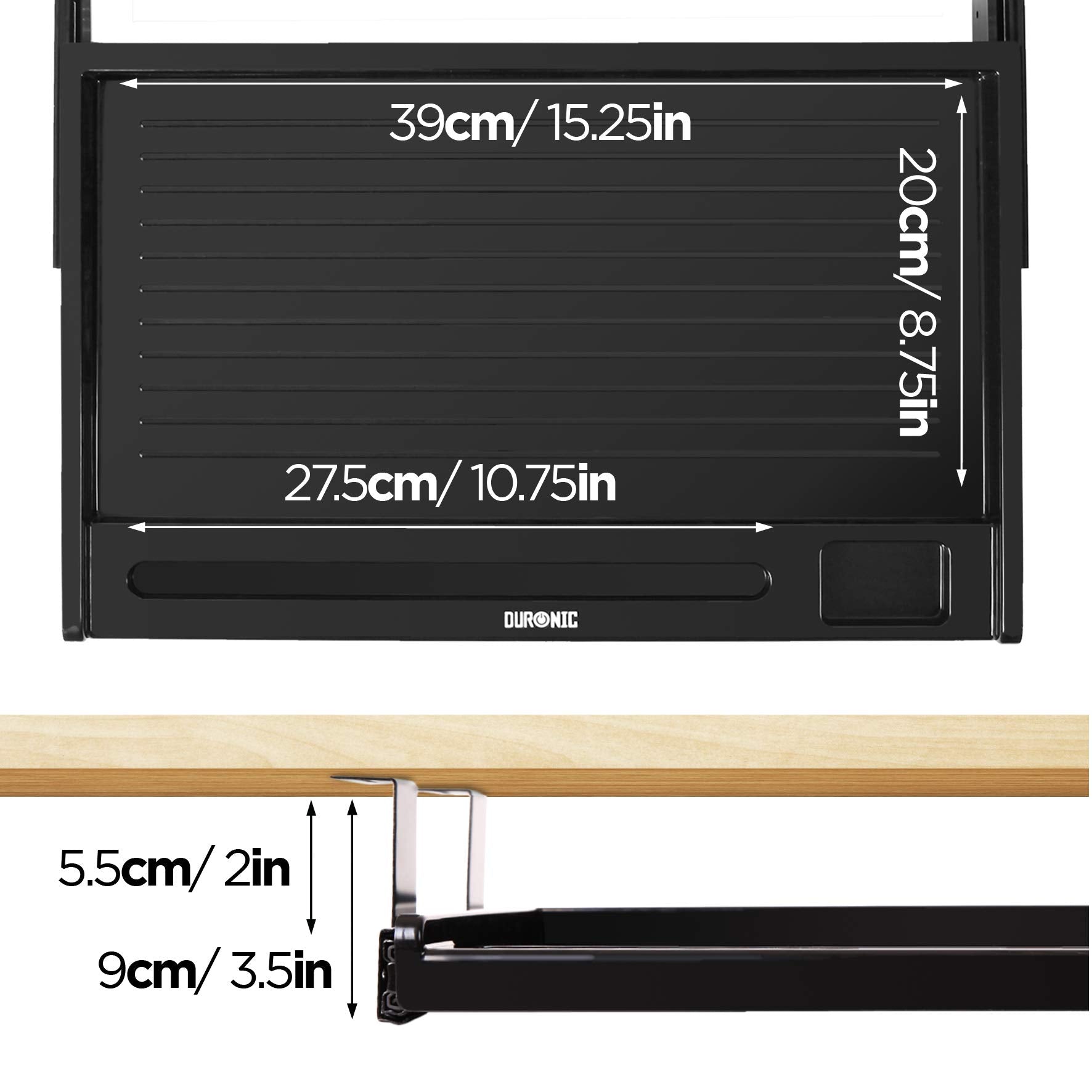 Duronic Keyboard Platform DKTSX2 | Under Desk Drawer for Keyboard and Mouse | Attachable Keyboard Tray | 41x31cm / 16x12in | Ergonomic Workstation Solution | Sliding Pull-Out Tray | Easy Installation