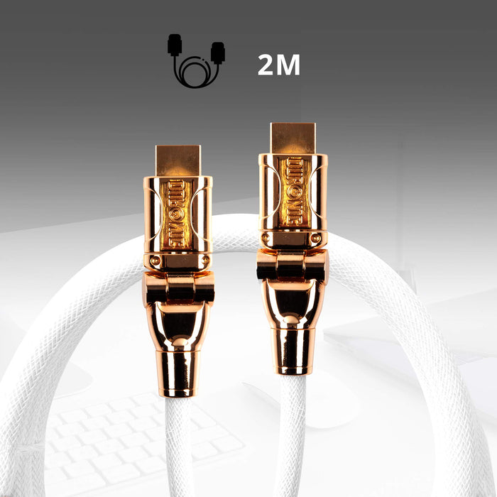 Duronic HDMI Cable HDC01 /2 | 2 Metre | WHITE | 1080p High Speed HDMI 1.4 & Ethernet Lead | 24K Gold Plated Swivel Connectors | Good for PS4, PS3, Xbox, Nintendo, Sky+ HD, Virgin, TV, DVD, BluRay