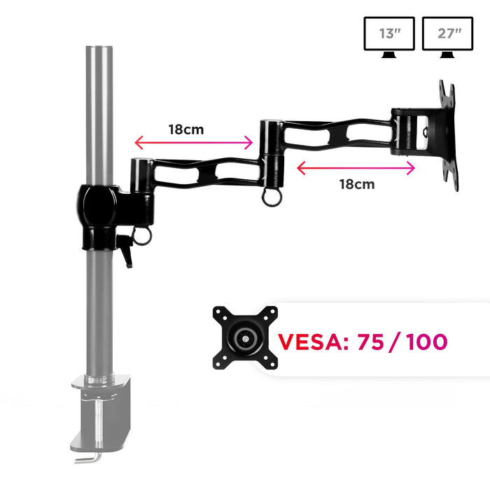 Duronic Monitor stand Spare Arm Set DML5 BK DM35 Arm with VESA Head Compatible with All Duronic Monitor Desk Mounts & Poles Black