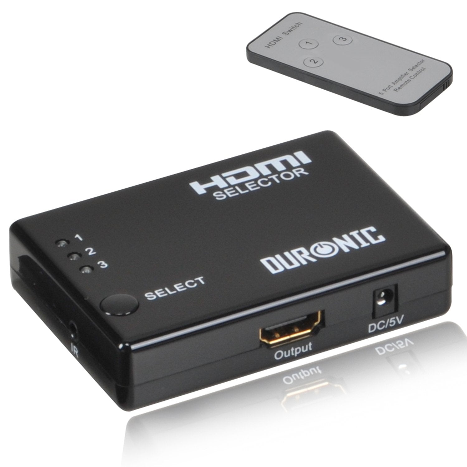 Duronic HDMI Switch HRS1031]3 Port HDMI Auto Switch Box plus Remote - 3x1 HUB (3 way input 1 output) 1080p Full HD Switcher