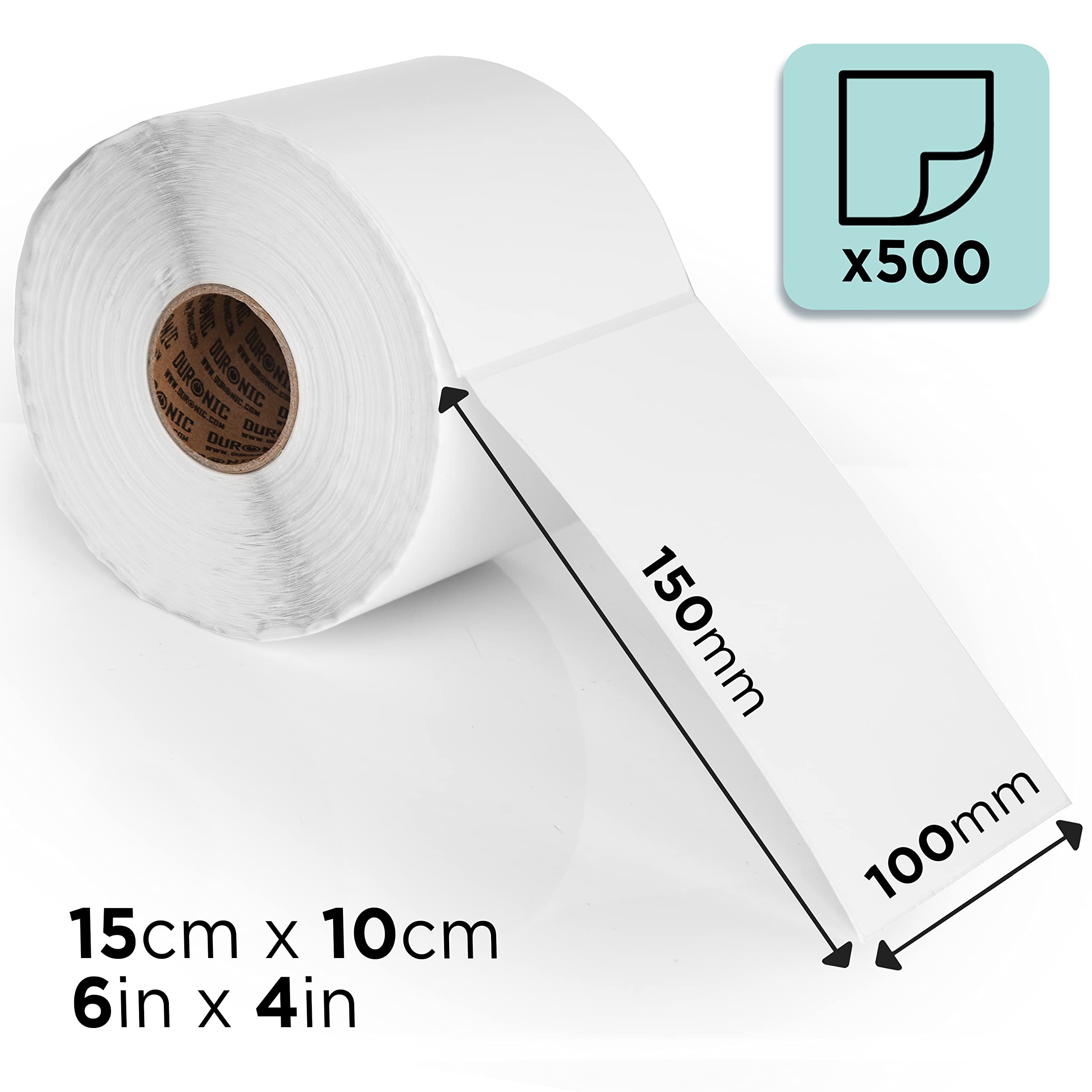 Duronic Thermal Labels LL4X6 [4500 Labels-9 Rolls] | 100x150mm (6x4”) Self-Adhesive Shipping Labels | Ideal Postage Labels for Etsy, Shopify, eBay, Amazon, Royal Mail, FedEx, UPS, Hermes | 9 ROLL PACK