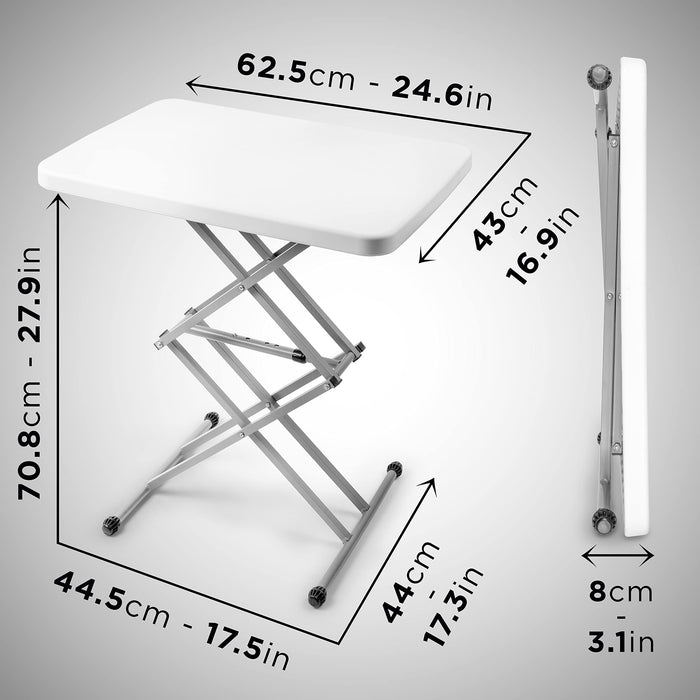 Duronic Folding Table CT13, Height Adjustable Scissor Table, Garden Trestle Table, Portable Occasional Table for BBQ, Picnic, Party, Crafting, TV Dinner, Camping, Laptop Work Desk