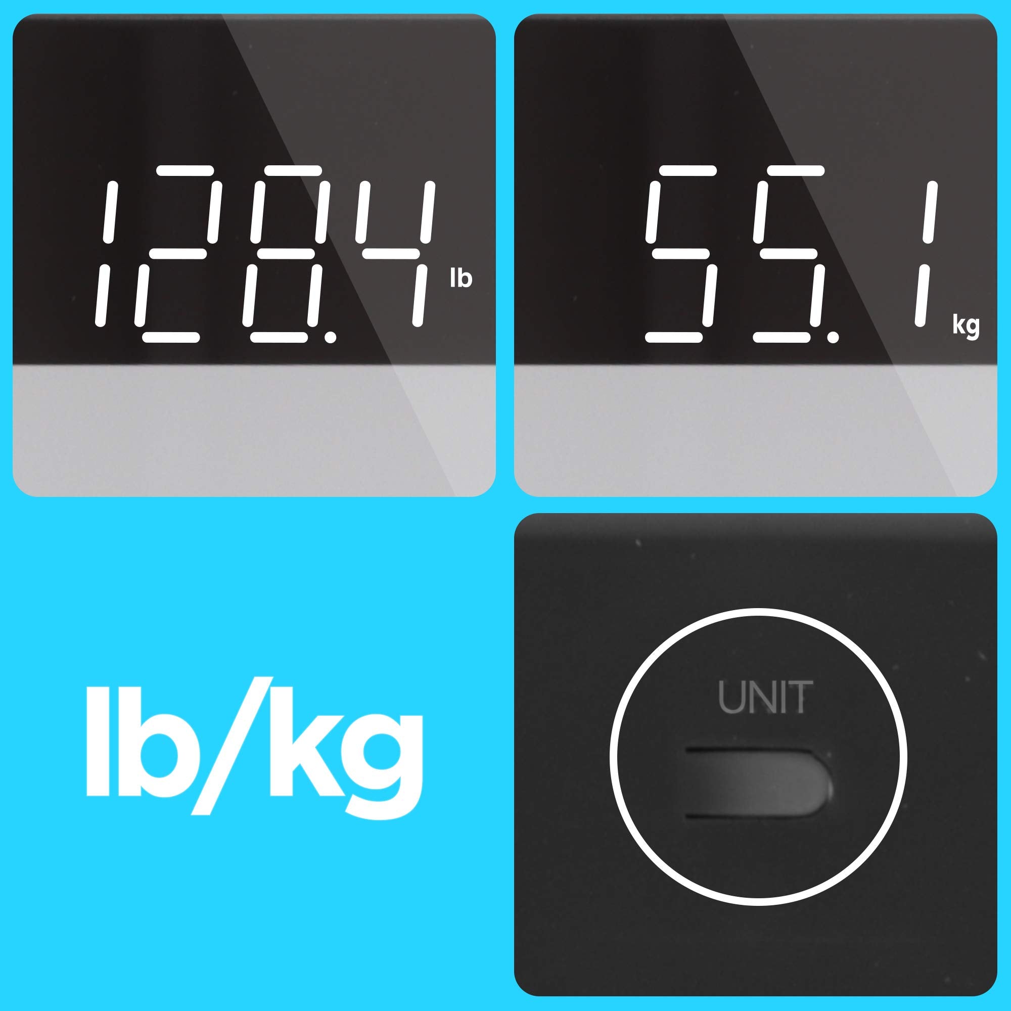 Duronic Digital Bathroom Body Scales BS303 | Measures Body Weight in Kilograms and Pounds | Silver/Black Design | Step-On Activation | Precision Sensors | 180kg Capacity