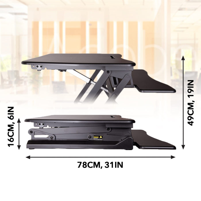 Duronic Sit-Stand Desk DM05D8 | Electric Height Adjustable Office Workstation | 90x59cm Platform | Raises from 16-49cm | Riser for PC Computer Screen, Keyboard, Laptop | Ergonomic Desktop Converter