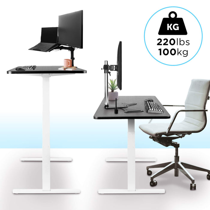 Duronic Sit Stand Desk Frame TM23 WE | Electric Standing Office Table | Frame ONLY | Height Adjustable 60-125cm | Ergonomic Workstation | WHITE | Memory Function | Dual Motor / 3 Stage