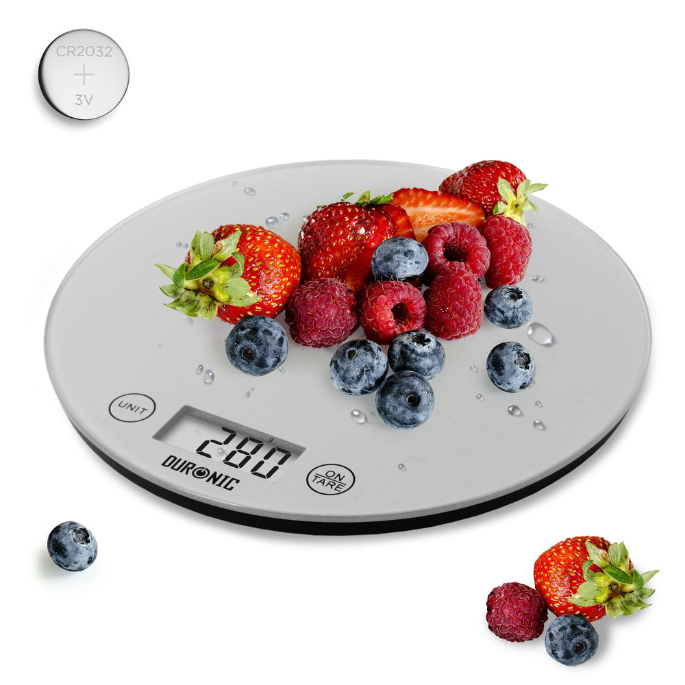 Duronic Kitchen Scales with Bowl KS1055| Postal Baking weighing scale| Glass platform 5KG Capacity | Add & Weigh Tare | 1g Precision