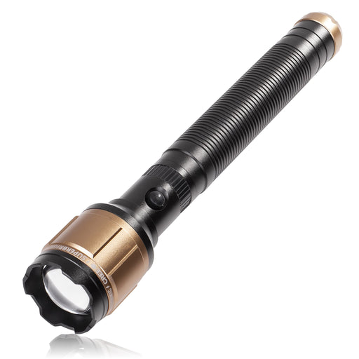 Duronic Rechargeable LED Torch RFL903C | CREE Bulb Flashlight | 800 Lumens | 230 Metre Range | Water-Resistant | Adjustable Beam | Charger Cable with UK, EU & US Plug Adapters | 4000mAh Battery