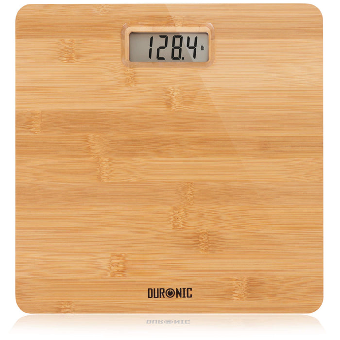 Duronic Digital Bathroom Body Scales BS503 - Measures Body Weight in Kilograms, Pounds and Stones - Lightweight Eco-Friendly Bamboo Design, Step-On Activation, Precision Sensors, 180kg Capacity