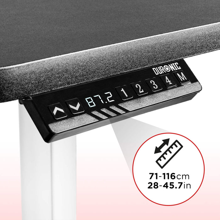 Duronic Sit Stand Desk Frame TM22 WE | Electric Standing Office Table | Frame ONLY | Height Adjustable 71-116cm | Ergonomic Workstation | WHITE | Memory Function | Dual Motor / 2 Stage