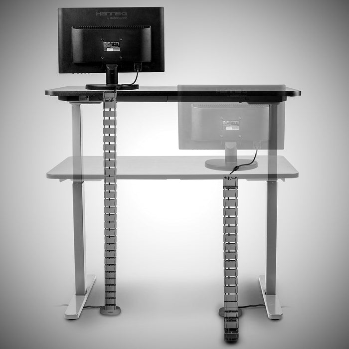 Duronic Cable Management Spine CM1DM SR, Cable Snake for Standing Desk, Wire Tidy for Height-Adjustable Computer Workstations, Four-Channel Organiser for Office Tables, Holds 16+ Leads, 130cm - Silver